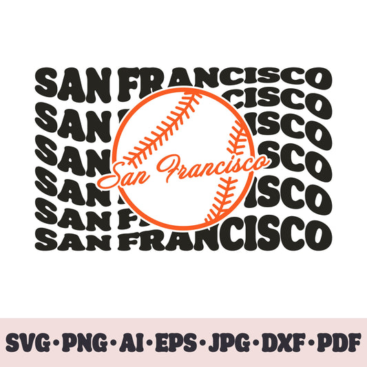 San Francisco Giants baseball team SVG Cricut cut file. PNG Clipart. Silhouette sublimation print. Sports fan image Ai, EPS, JPG, DXF, PDF.