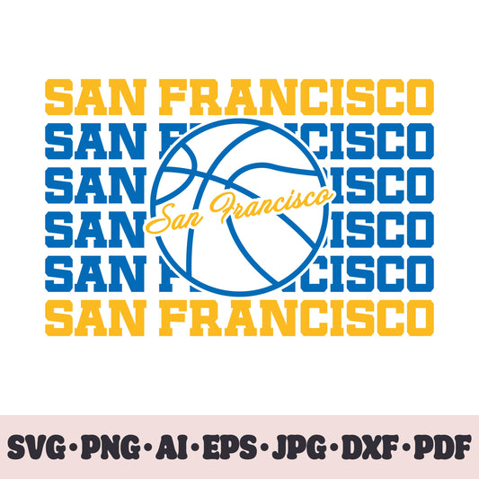 Golden State Warriors basketball team SVG Cricut cut file. PNG Clipart. Silhouette sublimation print. Sports fan image Ai, EPS, JPG, DXF, PDF.