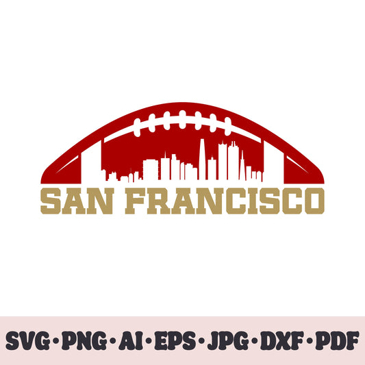 San Francisco 49ers football team SVG Cricut cut file. Rugby PNG Clipart. Silhouette sublimation print. Sports fan image Ai, EPS, JPG, DXF, PDF.