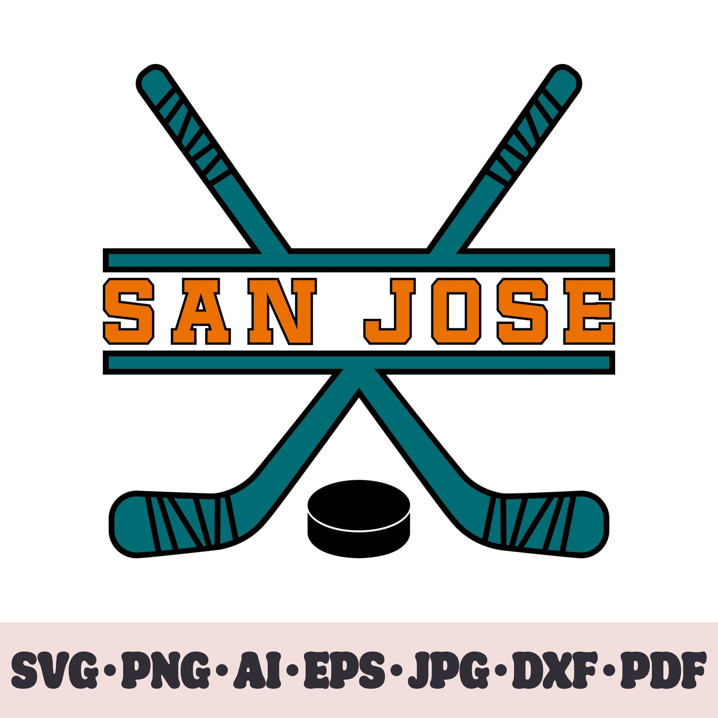 San Jose Sharks hockey team SVG Cricut cut file. Hockey on ice PNG Clipart. Silhouette sublimation print. Sports fan image Ai, EPS, JPG, DXF, PDF.