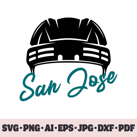 San Jose Sharks hockey team SVG Cricut cut file. Hockey on ice PNG Clipart. Silhouette sublimation print. Sports fan image Ai, EPS, JPG, DXF, PDF.