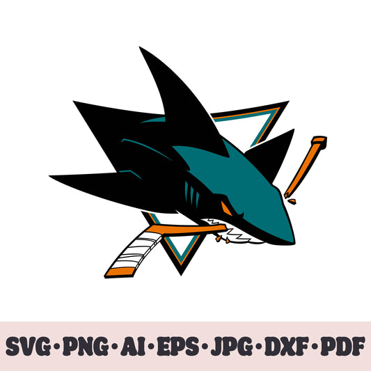 San Jose Sharks hockey team SVG Cricut cut file. Hockey on ice PNG Clipart. Silhouette sublimation print. Sports fan image Ai, EPS, JPG, DXF, PDF. Logotype.