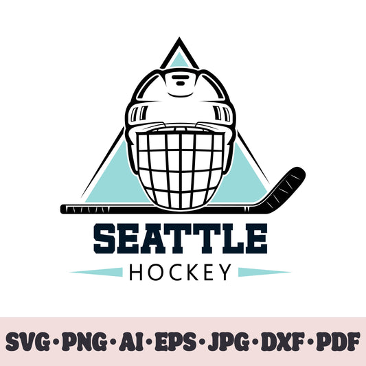 Seattle Kraken hockey team SVG Cricut cut file. Hockey on ice PNG Clipart. Silhouette sublimation print. Sports fan image Ai, EPS, JPG, DXF, PDF.