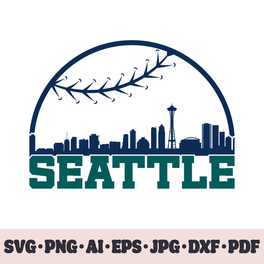 Seattle Mariners baseball team SVG Cricut cut file. PNG Clipart. Silhouette sublimation print. Sports fan image Ai, EPS, JPG, DXF, PDF.