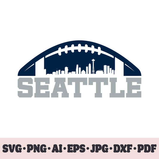 Seattle Seahawks football team SVG Cricut cut file. Rugby PNG Clipart. Silhouette sublimation print. Sports fan image Ai, EPS, JPG, DXF, PDF.