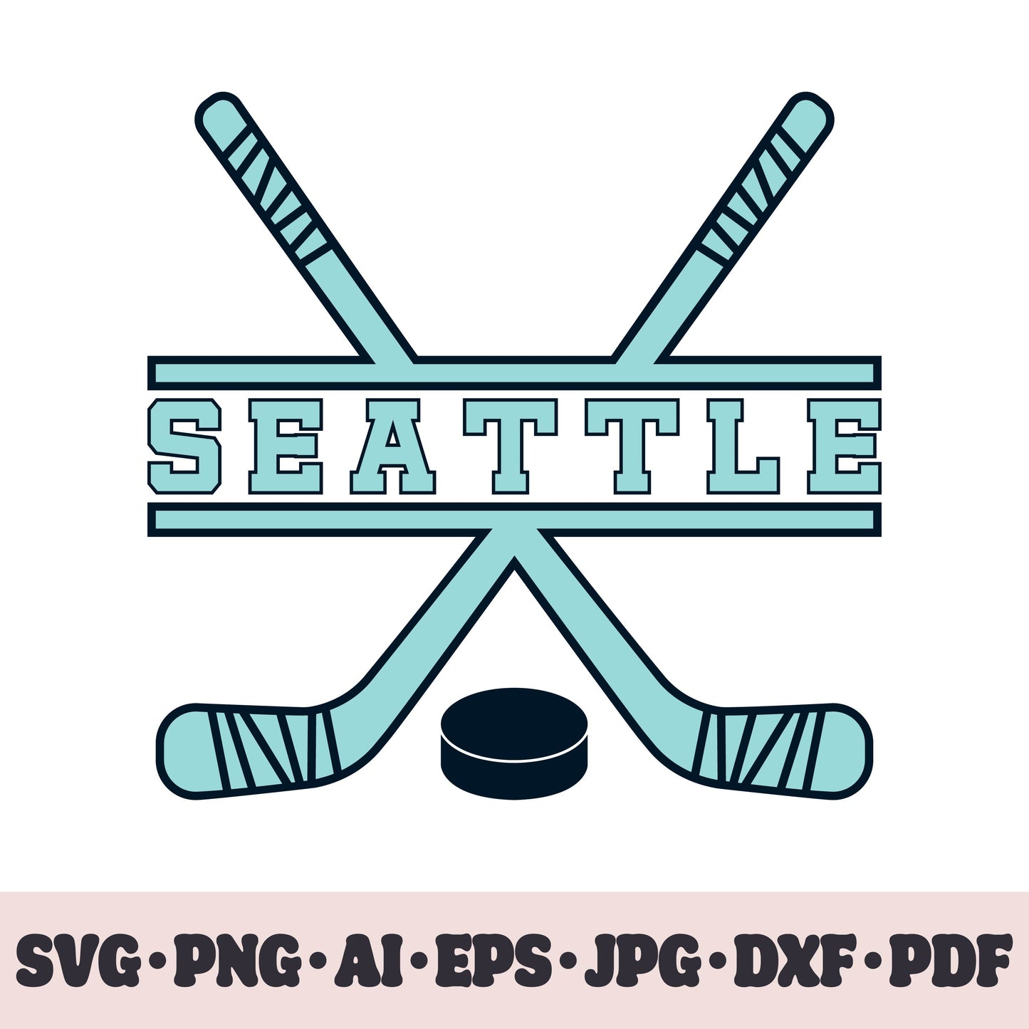 Seattle Kraken hockey team SVG Cricut cut file. Hockey on ice PNG Clipart. Silhouette sublimation print. Sports fan image Ai, EPS, JPG, DXF, PDF.