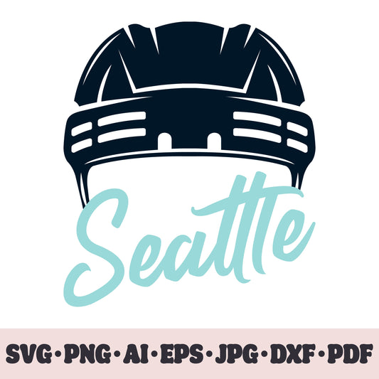 Seattle Kraken hockey team SVG Cricut cut file. Hockey on ice PNG Clipart. Silhouette sublimation print. Sports fan image Ai, EPS, JPG, DXF, PDF.