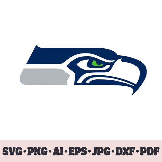 Seattle Seahawks football team SVG Cricut cut file. Rugby PNG Clipart. Silhouette sublimation print. Sports fan image Ai, EPS, JPG, DXF, PDF. Logotype.