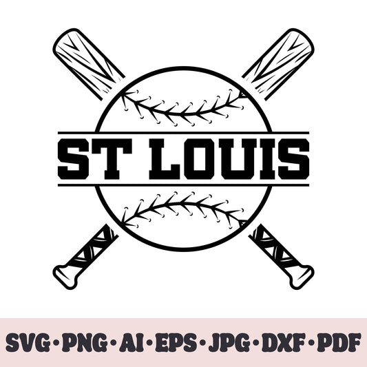 St Louis Cardinals baseball team SVG Cricut cut file. PNG Clipart. Silhouette sublimation print. Sports fan image Ai, EPS, JPG, DXF, PDF.