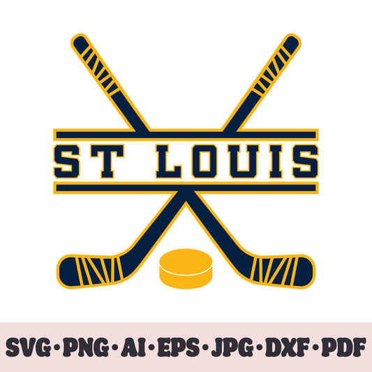 St Louis Blues hockey team SVG Cricut cut file. Hockey on ice PNG Clipart. Silhouette sublimation print. Sports fan image Ai, EPS, JPG, DXF, PDF.