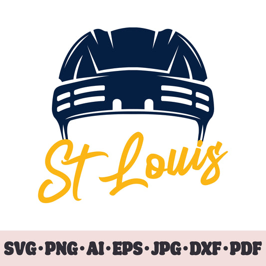 St Louis Blues hockey team SVG Cricut cut file. Hockey on ice PNG Clipart. Silhouette sublimation print. Sports fan image Ai, EPS, JPG, DXF, PDF.