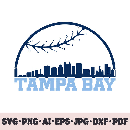 Tampa Bay Rays baseball team SVG Cricut cut file. PNG Clipart. Silhouette sublimation print. Sports fan image Ai, EPS, JPG, DXF, PDF.