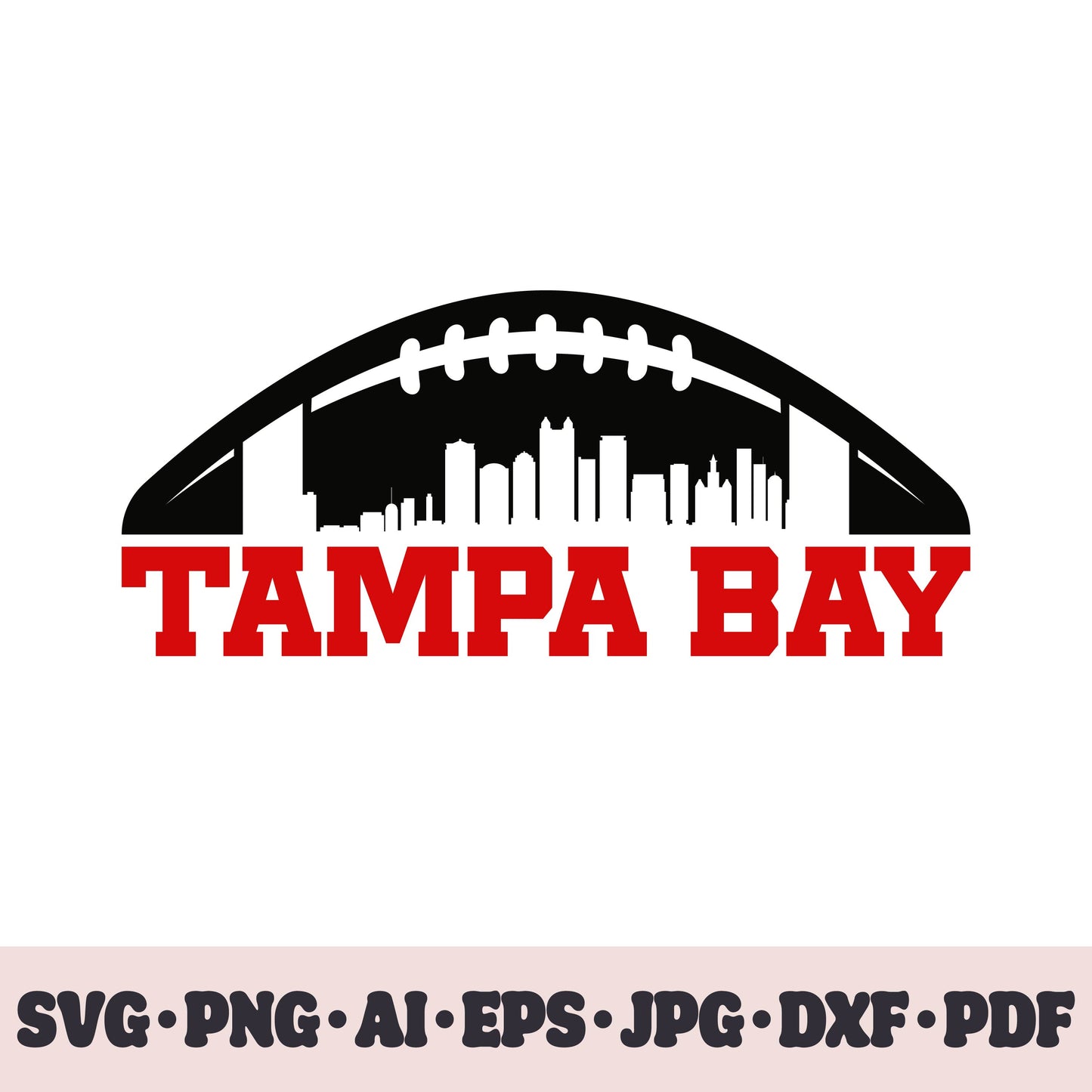 Tampa Bay Buccaneers football team SVG Cricut cut file. Rugby PNG Clipart. Silhouette sublimation print. Sports fan image Ai, EPS, JPG, DXF, PDF.