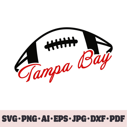 Tampa Bay Buccaneers football team SVG Cricut cut file. Rugby PNG Clipart. Silhouette sublimation print. Sports fan image Ai, EPS, JPG, DXF, PDF.