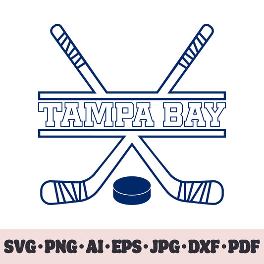 Tampa Bay Lightning hockey team SVG Cricut cut file. Hockey on ice PNG Clipart. Silhouette sublimation print. Sports fan image Ai, EPS, JPG, DXF, PDF.