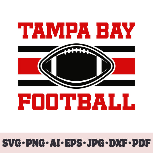 Tampa Bay Buccaneers football team SVG Cricut cut file. Rugby PNG Clipart. Silhouette sublimation print. Sports fan image Ai, EPS, JPG, DXF, PDF.