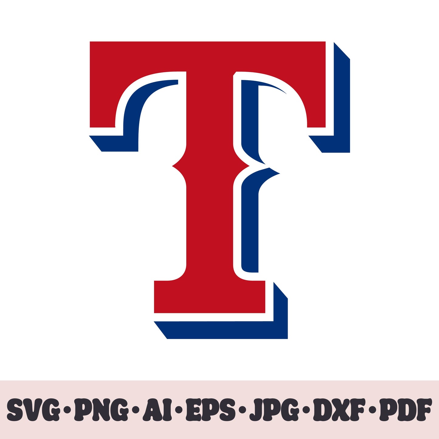 Texas Rangers baseball team logo SVG Cricut cut file. PNG Clipart. Silhouette sublimation print. Sports fan image Ai, EPS, JPG, DXF, PDF. Logotype.