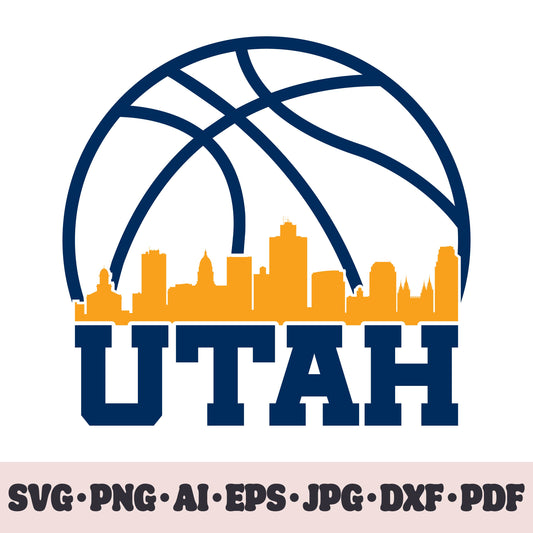 Utah Jazz basketball team SVG Cricut cut file. PNG Clipart. Silhouette sublimation print. Sports fan image Ai, EPS, JPG, DXF, PDF.