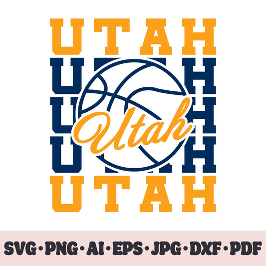 Utah Jazz basketball team SVG Cricut cut file. PNG Clipart. Silhouette sublimation print. Sports fan image Ai, EPS, JPG, DXF, PDF.