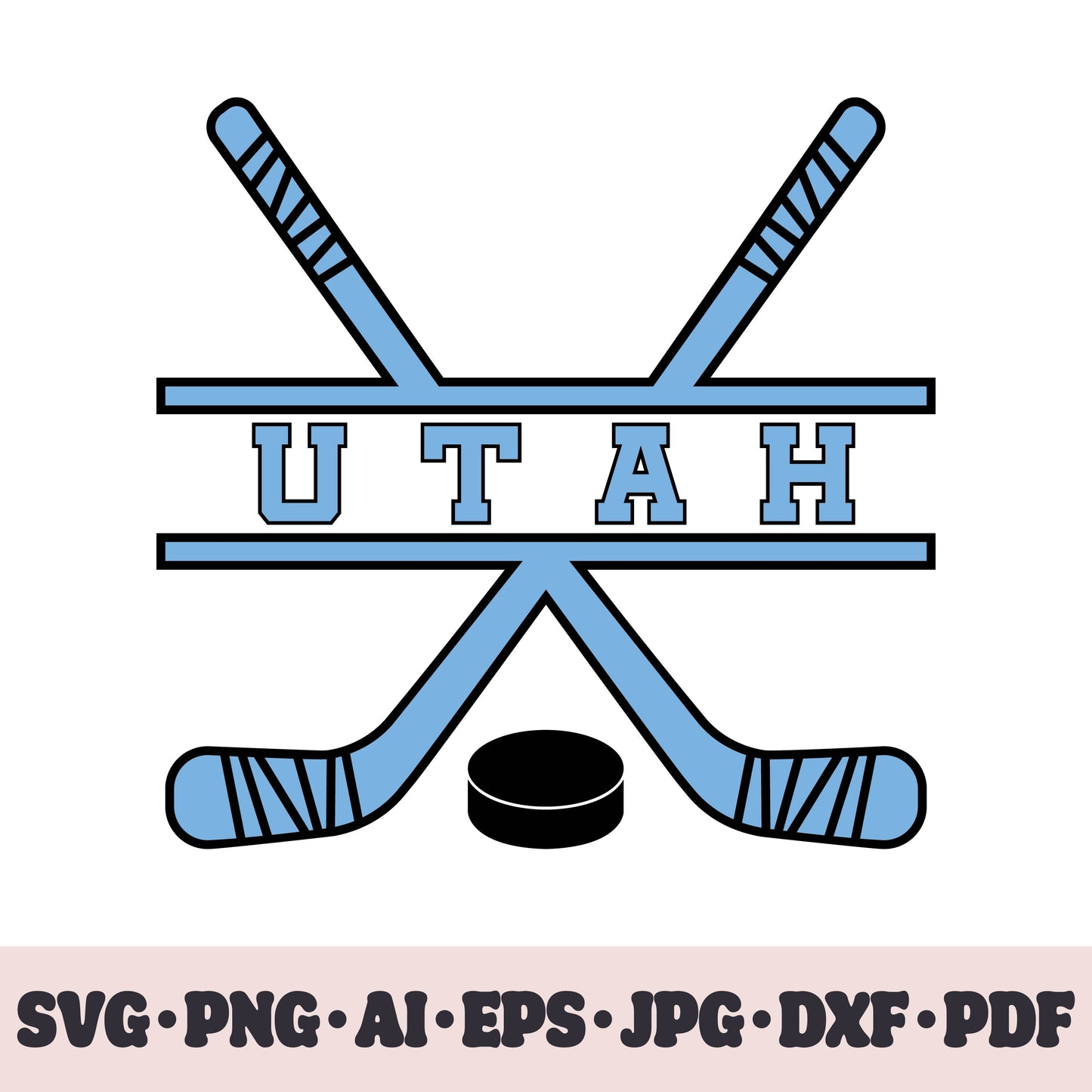 Utah Club hockey team SVG Cricut cut file. Hockey on ice PNG Clipart. Silhouette sublimation print. Sports fan image Ai, EPS, JPG, DXF, PDF.