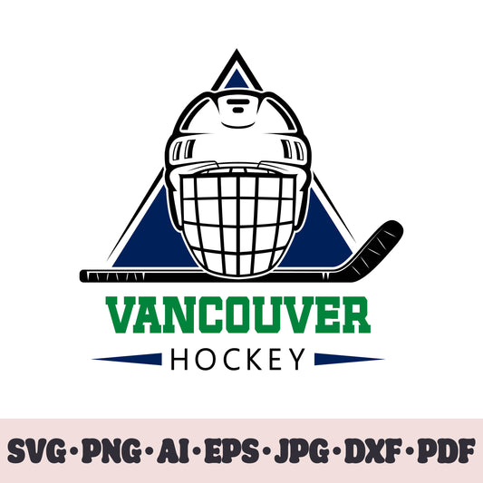 Vancouver Canucks hockey team SVG Cricut cut file. Hockey on ice PNG Clipart. Silhouette sublimation print. Sports fan image Ai, EPS, JPG, DXF, PDF.