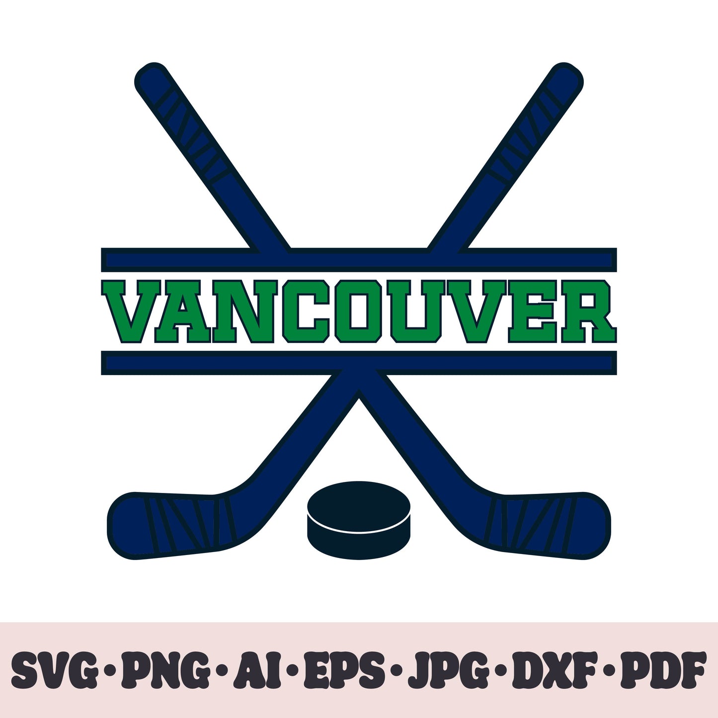 Vancouver Canucks hockey team SVG Cricut cut file. Hockey on ice PNG Clipart. Silhouette sublimation print. Sports fan image Ai, EPS, JPG, DXF, PDF.