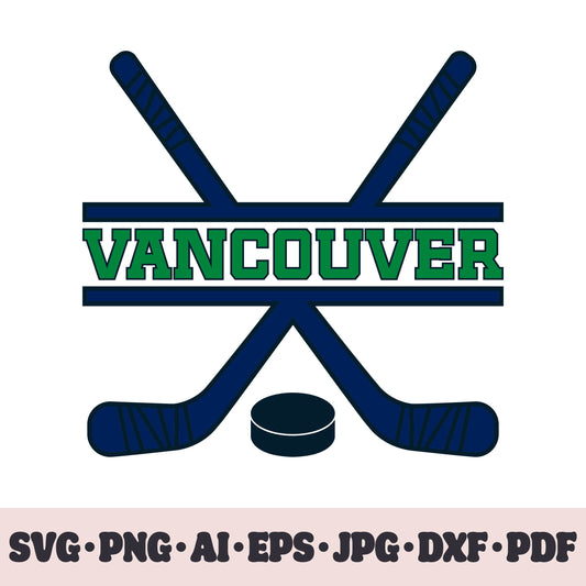 Vancouver Canucks hockey team SVG Cricut cut file. Hockey on ice PNG Clipart. Silhouette sublimation print. Sports fan image Ai, EPS, JPG, DXF, PDF.