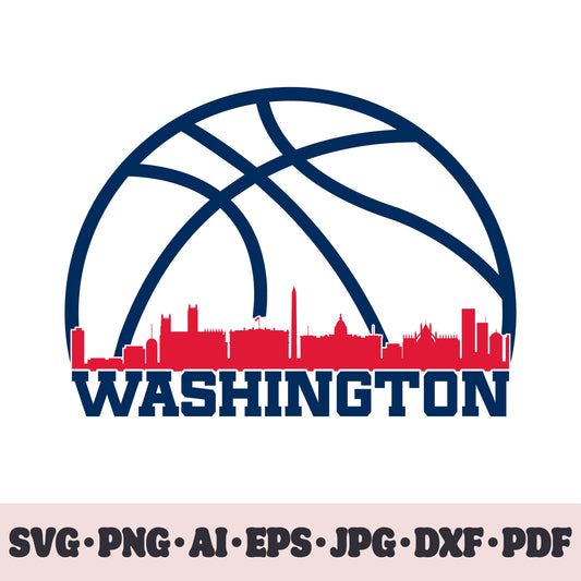 Washington Wizards basketball team SVG Cricut cut file. PNG Clipart. Silhouette sublimation print. Sports fan image Ai, EPS, JPG, DXF, PDF.