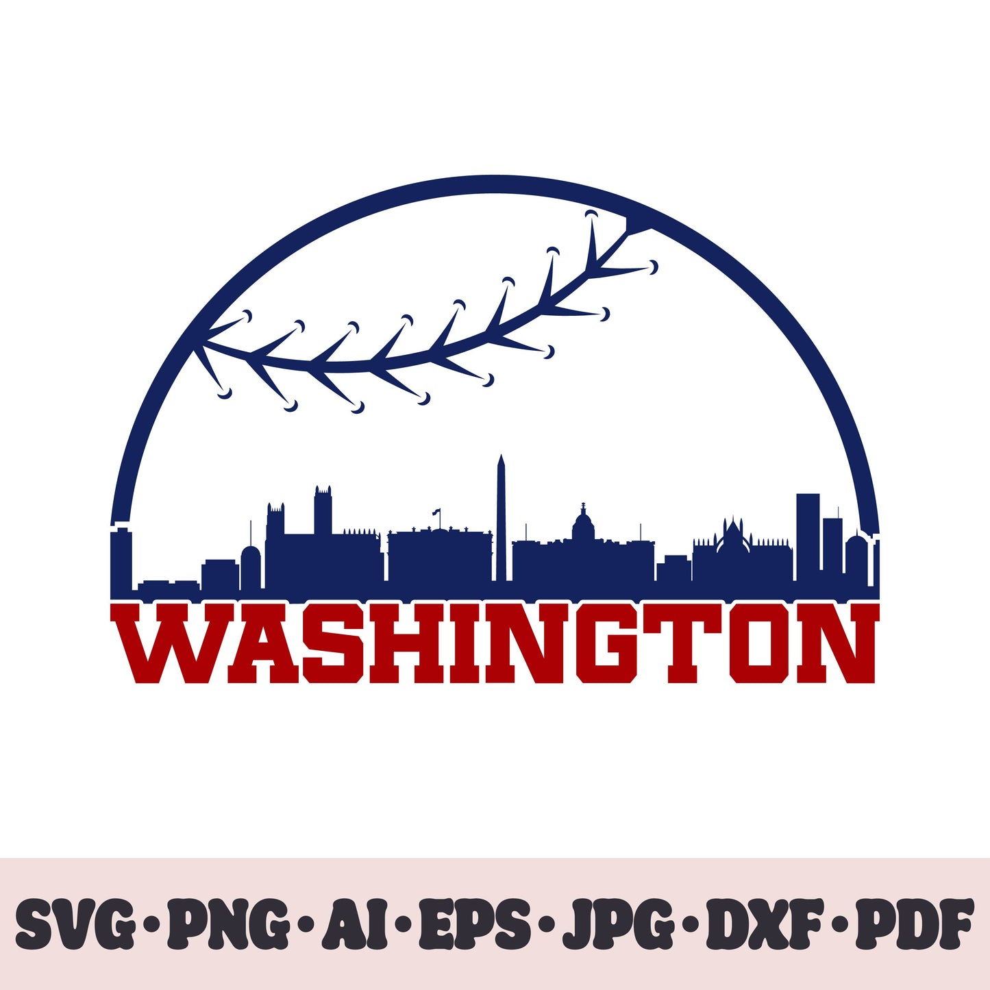 Washington Nationals baseball team SVG Cricut cut file. PNG Clipart. Silhouette sublimation print. Sports fan image Ai, EPS, JPG, DXF, PDF.