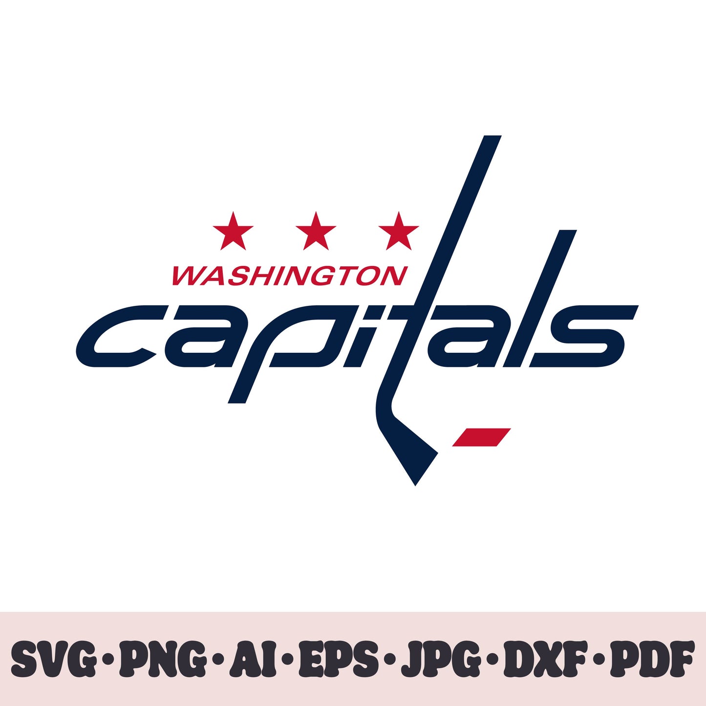 Washington Capitals hockey team SVG Cricut cut file. Hockey on ice PNG Clipart. Silhouette sublimation print. Sports fan image Ai, EPS, JPG, DXF, PDF. Logotype.