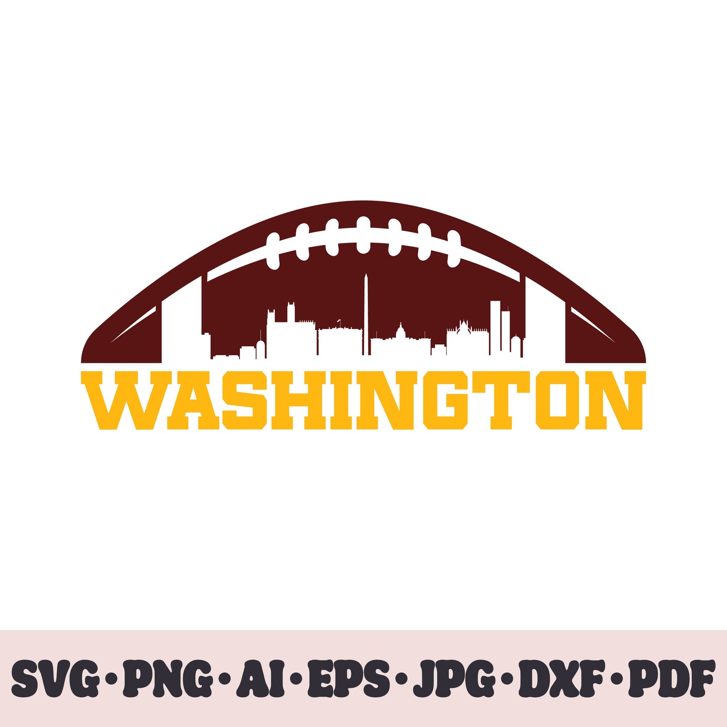 Washington Commanders football team SVG Cricut cut file. Rugby PNG Clipart. Silhouette sublimation print. Sports fan image Ai, EPS, JPG, DXF, PDF.