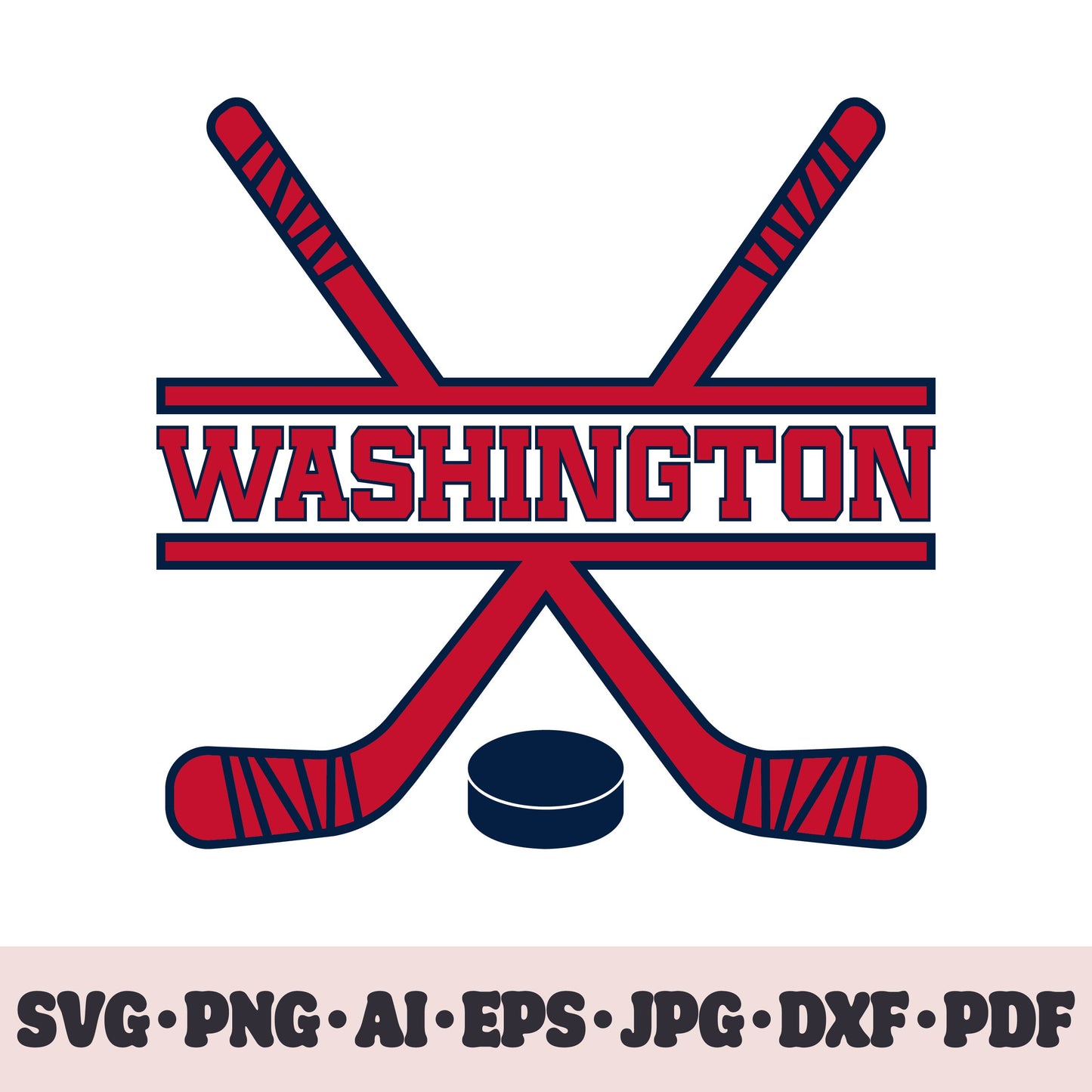 Washington Capitals hockey team SVG Cricut cut file. Hockey on ice PNG Clipart. Silhouette sublimation print. Sports fan image Ai, EPS, JPG, DXF, PDF.