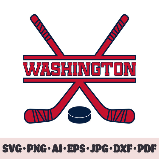 Washington Capitals hockey team SVG Cricut cut file. Hockey on ice PNG Clipart. Silhouette sublimation print. Sports fan image Ai, EPS, JPG, DXF, PDF.