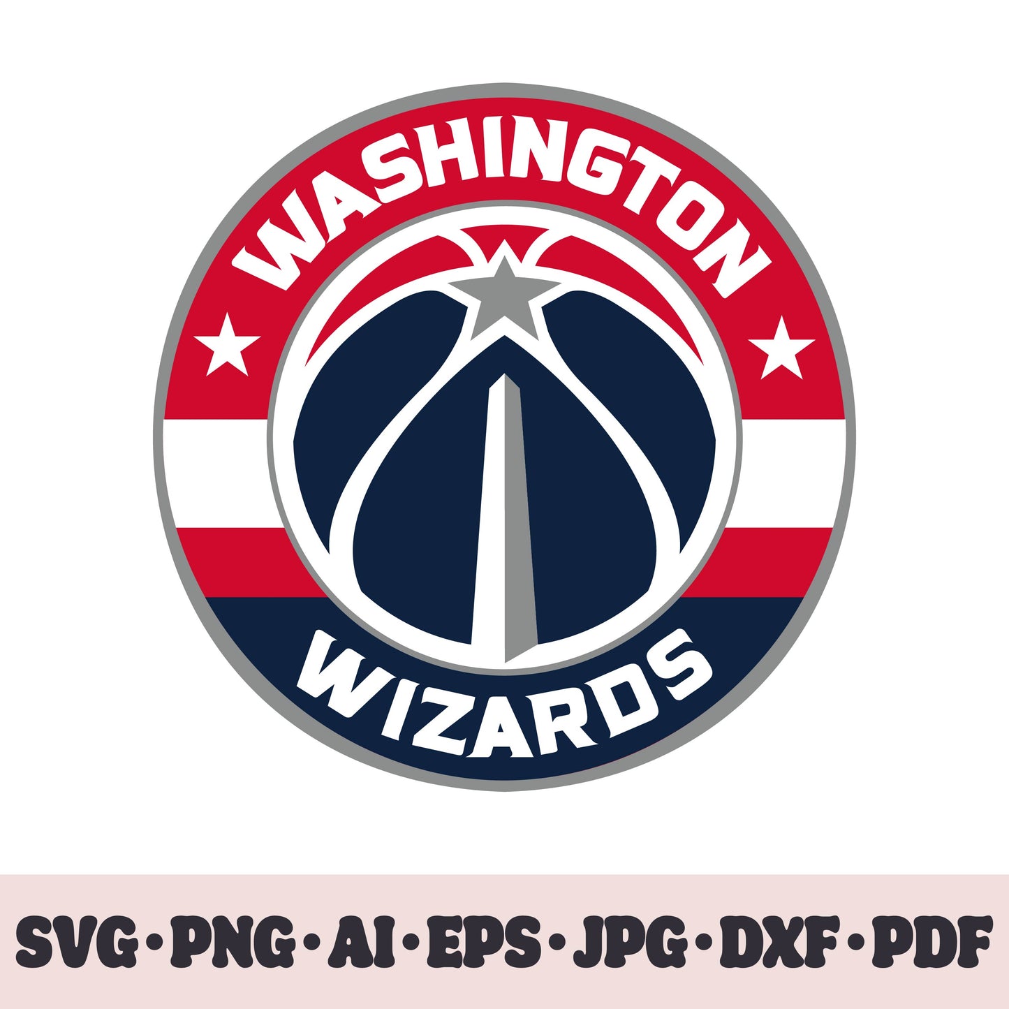 Washington Wizards basketball team SVG Cricut cut file. PNG Clipart. Silhouette sublimation print. Sports fan image Ai, EPS, JPG, DXF, PDF.