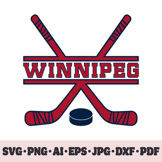 Winnipeg Jets hockey team SVG Cricut cut file. Hockey on ice PNG Clipart. Silhouette sublimation print. Sports fan image Ai, EPS, JPG, DXF, PDF.